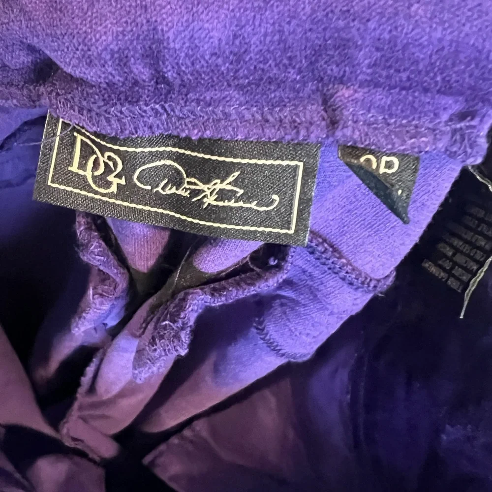 DG2 Diane Gilman Purple Velvet Pull On Pants